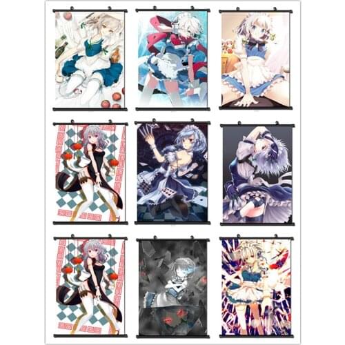 Coscase Japanese Anime TouHou Project the Embodiment of Scarlet Izayoi Sakuya Home Decor Wall Scroll Poster Decorative Picture