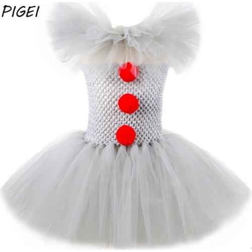 Kids Pennywise Joker Cosplay Costumes Children Halloween Scary Clown Dress for Girls Princess Dresses Carnival Party Outfit