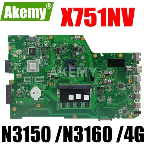 JIANSU X751NV original mainboard for ASUS X751NA X751N Laptop motherboard X751NV mainboard with 4GB-RAM N3150 / N3160