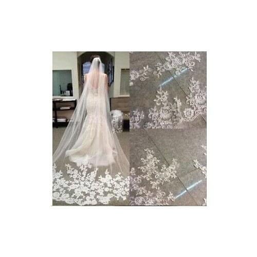 Fashion One layer 3 Meter Long Bridal veil 2021 Lace Appliques Vestido de noiva Brautschleier Wedding Veil veu de noiva longo