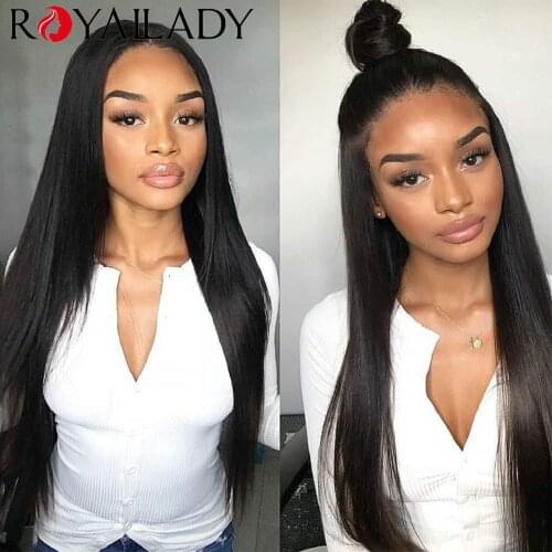 Royal Lady Straight Lace Front Human Hair Wigs Brazilian Hair 4x4 Lace Closure Wigs for Black Women Pre Plucked 180% Density
