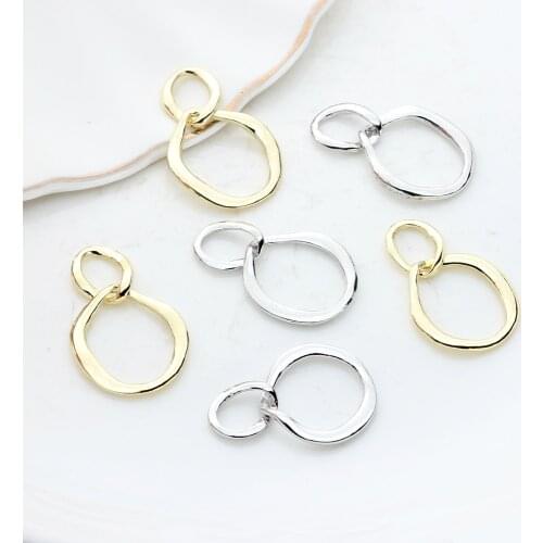 Zinc Alloy Golden Silver Round Circle Charms Connectors Pendant 6pcs/lot 18*29mm For DIY Jewelry Earrings Making Accessories