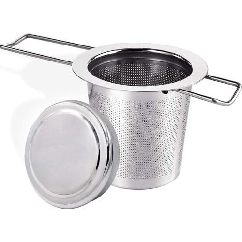 Kitchen Accessories Stainless Steel Tea Filter with Lid Cute Tea Strainer with Handles Metal Tea Infuser Teapot Tools