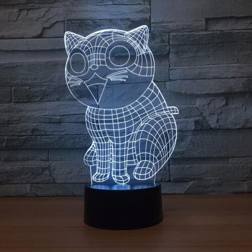 Cut Cat Model LED 7 Color Lamp 3D Night Light Remote Touch Usb Desk Table Lampara Lampe Baby Sleeping Atmosphere lamp