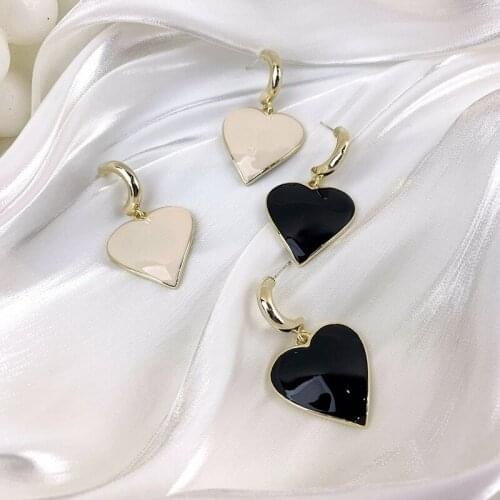 Fashion Elegant Glazed Big Heart Drop Dangle Earrings for Women Korean Jewelry Party Accessories