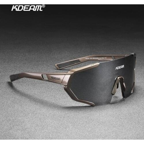 KDEAM Shatterproof TR90 Active Polarized Sunglasses Men Ultra-grip Rubber Nose Multilayer Mirror Lens + Clear Lens KD0802