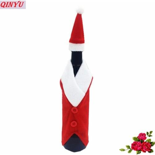 Santa Claus Wine Bottle Set Button Decor 1Piece Wine Bottle Cover Bags Christmas Dinner Table Decoration Home Party Decors 6Z