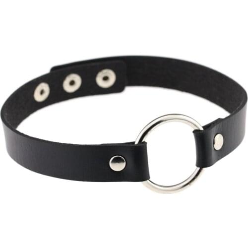 Wholesa 12pcs/Lot Punk Choker for Women 3 Button Adjustable Collar Soft PU Leather Cute Party Jewelry Necklace with Loop Buckle