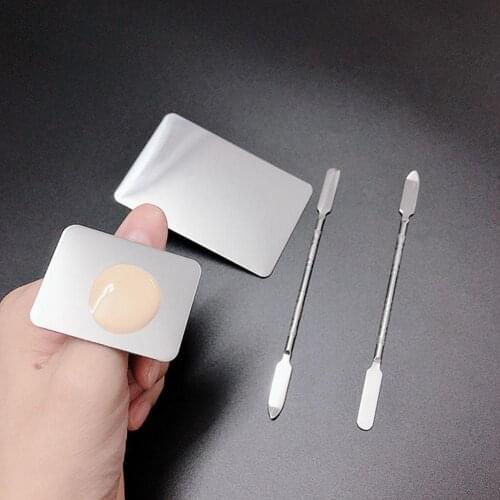 Makeup Mixing Palette Multifunctional DIY Stainless Steel Paint Palette Tray Mixing Rod Spatula Set for Beauty