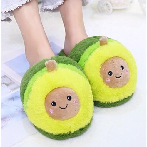 Plush shoes lovely avocado slippers cute super soft warm home house winter Slippers for Children Women gifts plush avocado shoes