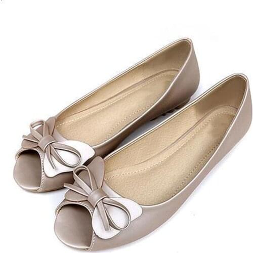 2020 New Bow Fish Mouth Open Shoes Summer Women Sandals Flat Soft Bottom Non-slip Wild Pregnant Women Shoes Sandals Large Size