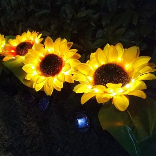 2 pcs Sunflower Solar Lamps Outdoor Garden Courtyard IP66 Waterproof LED Solar Lights Decorations Landscape Lighting Lawn Lamp
