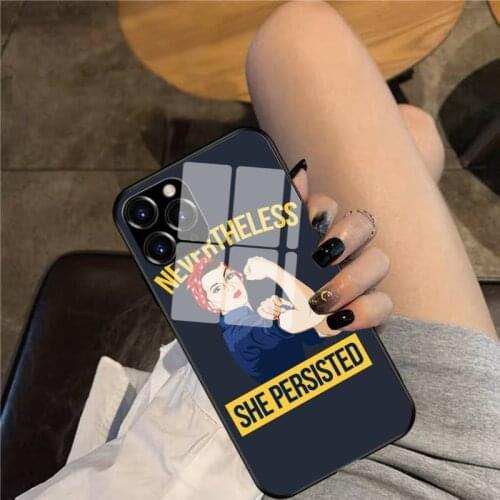 Nevertheless She Persisted Phone Case Glass Phone Case For iphone 12 11 Pro Max XS XR X 8 7 Plus SE2 Case