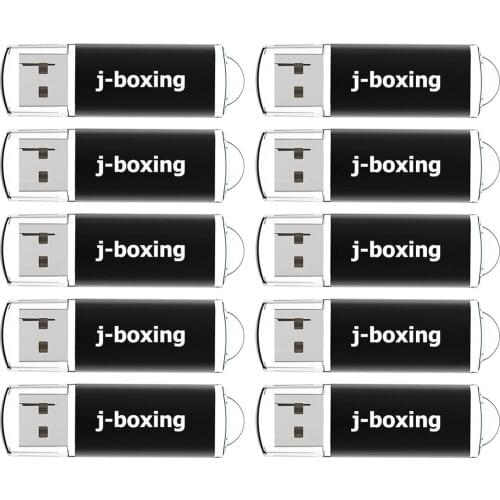 J-boxing 10PCS 1GB USB Flash Drives Bulk 2GB Rectangle Thumb Drives 4GB 8GB USB Memory Stick 16GB 32GB Pendrive with Cap Black