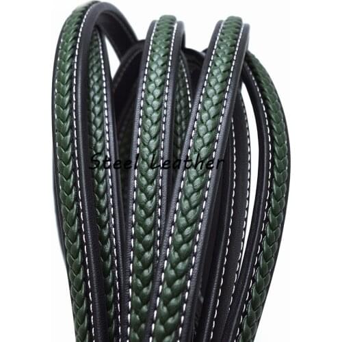 2m/lot Approx 12*6mm Microfiber Wide Flat Braided Leather Rope Black Green String Cord For DIY Bracelet Jewelry Craft Making