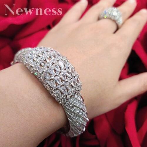 Newness Fashion New Geometric Shape Gold Jewelry Bracelets & Bangles Rings Set For Women Wedding