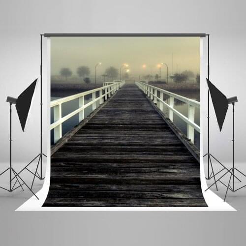 VinylBDS 200x300cm Black And White Photography Backdrop Wooden Bridge Children Studio Background