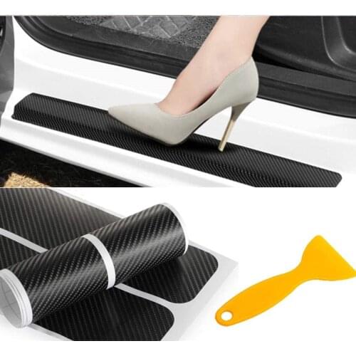 4pcs Car Door Sill Scuff Guard,Welcome Pedal Protect, Anti-kick Scratch for Cars Doors Carbon fiber door sill anti-scratch film