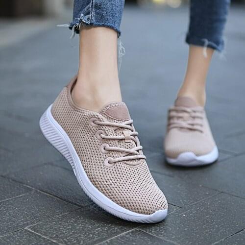 WHNB Womens Sneakers 2021 Spring Breathable Knitted Casual Lace Up Ladies Shoes Female Students Shoes Womens Vulcanized Shoes