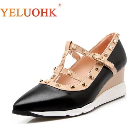 Rivet Wedges Women Heels Shoes 2018 Autumn High Heels Shoes 5.5 CM Pumps Ladies Shoes Women