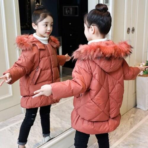 Girls winter coat 2019 children clothing kids clothes fur hooded thick coat winter jackets for girls clothes 3 colors 3-14Y