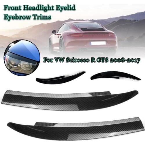 1Pair Car Front Headlight Eyelid Eyebrow Trims For VW Scirocco R GTS 2008 2009 2010 2011 2012 2013-2017 Carbon Look