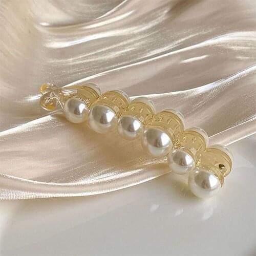 1 Pcs Temperament Hairpin Headdress Pearl Banana Clip Barrette Vertical Clip Ponytail Hairpin Simple Style Hair Accessories