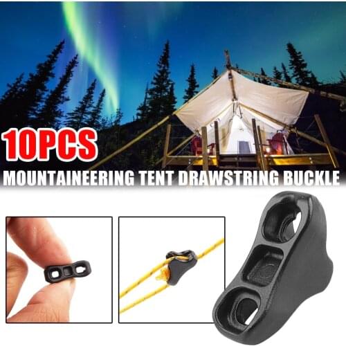 10pcs/set Camping Tent Fastener Small Plastic Anti-slip Wind Rope Buckles Triangle Cord Tightener Stopper Adjuster Tool for Hiki