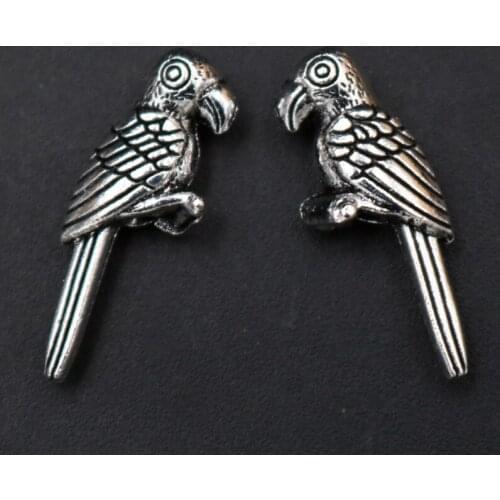 10pcs Silver Plated 3D Parrot Charm Fashion Necklace Bracelet Metal Small Hole Beaded Pendant DIY Jewelry Handicraft Making