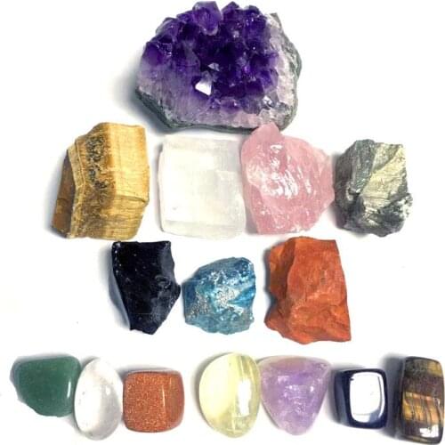 15pcs/set Natural Dream Amethyst Quartz Crystal Cluster Specimen Healing crystal stones decoration Universe Yoga Chakra Solar D3