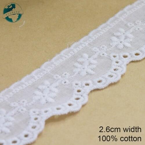 2.6cm 100% Cotton embroid lace sewing ribbon guipure trim african lace fabric warp knitting DIY Garment Accessories#3171