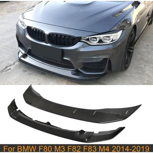 Car Front Bumper Lip Spoiler Splitters For BMW F80 M3 F82 F83 M4 2014 - 2019 Front Lip Spoiler Chin Guard 2PCS Carbon Fiber Lip