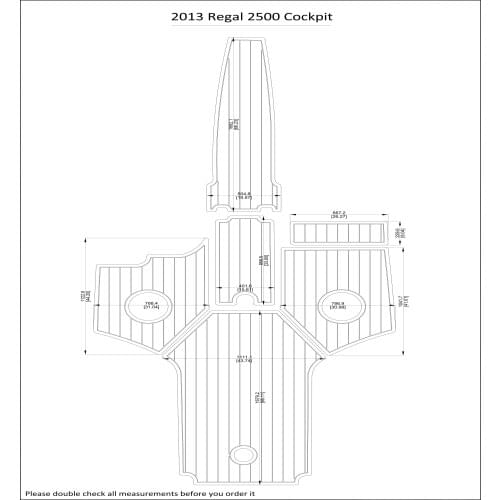 2013 Regal 2500 Cockpit Pad Boat EVA Teak Decking 1/4" 6mm