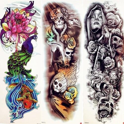 25 Design Temporary Tattoo Men Body Art Drawing Peacock Lotus Mask Girl Makeup Priest Tattoo Sticker Pirate Women Fake Tatoo Leg