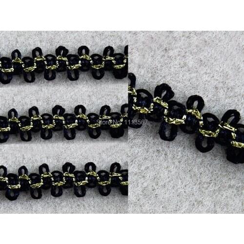 30yards Craft Black with Gold Thread Trim Braided Trim Decorated Lace Fabric Ribbon Trim For Wedding Dress Women Lace Trim t379