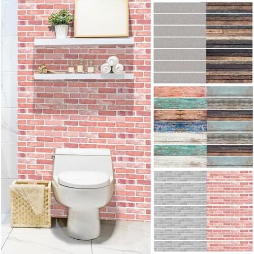 7Pcs American Retro Distressed Imitation Wood Grain Self-Adhesive Living Room Background Wall Furniture Stickers Wall Stickers