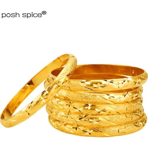 8mm 6pcs/lots Indian Bangles for Women Europe Gold Bangles Middle East Wedding Jewelry Arabia African Bracelets and Bangles