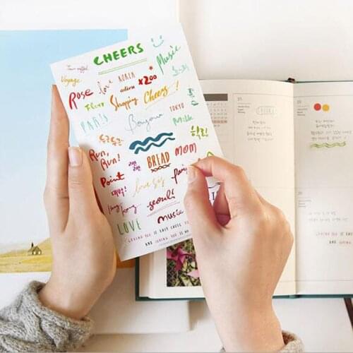8 Pieces / Pack Stickers Art Word English Words DIY Decoration Stickers Diary Planning Cute Stickers Stationery Products