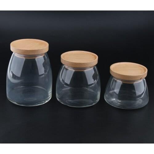 Food Storage Jar w/ Beech Wooden Lid for Storing Tea Coffee Spice Snack