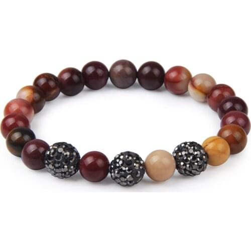 Chanfar 8mm Yolk Stone Bracelet with Hematite Crystal ball Beaded Bracelets For Women Men Jewelry