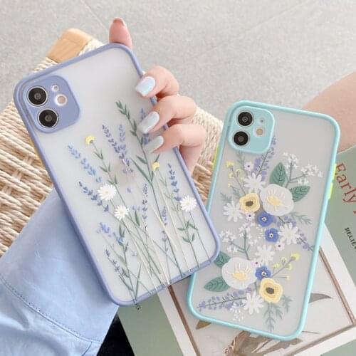 Phone Case For iPhone 12 11 Pro Max X XR XS Max 7 8 Plus SE 2 12 Mini Fashion 3D Relief Flower Floral Matte Soft TPU Phone Case
