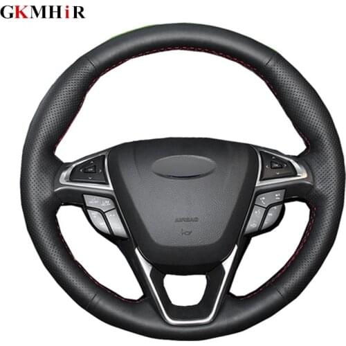 DIY Steering Wheel Cover Black Artificial Leather Car Steering Wheel Cover For Ford Fusion Mondeo 2013 2014 EDGE 2015 2016