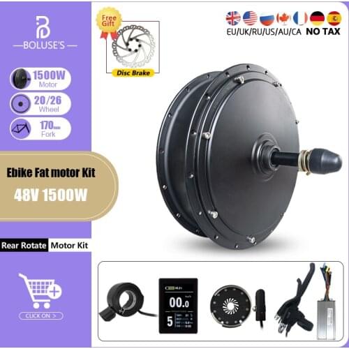 48V 1500W Ebike Fat conversion kit Brushless Gearless Rear Rotate Hub Motor 170mm 40-45km/h For Electric Bicycle Conversion Kit