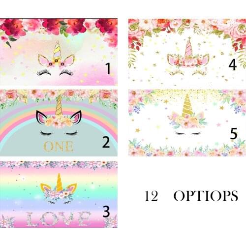 Photography Background Baby Shower Unicorn Rainbow Flower Backdrop Customized Photographic Backdrops for Photo Studio