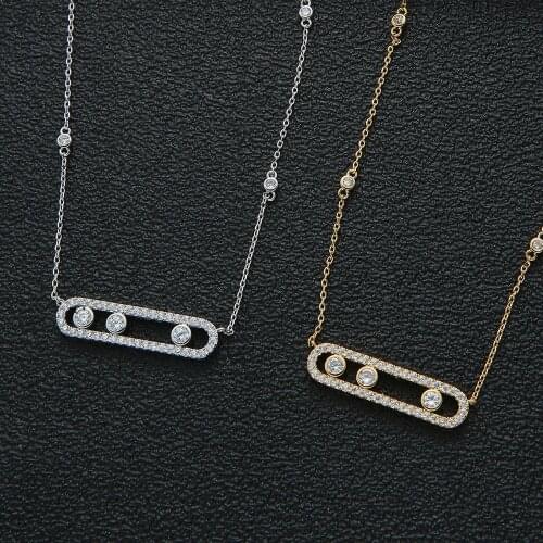 HIBRIDE Fashion Crystal Zircon Arab Style Necklace&Pendant for Women Dainty Wedding Jewelry Geometric Design Bridal Gifts P75