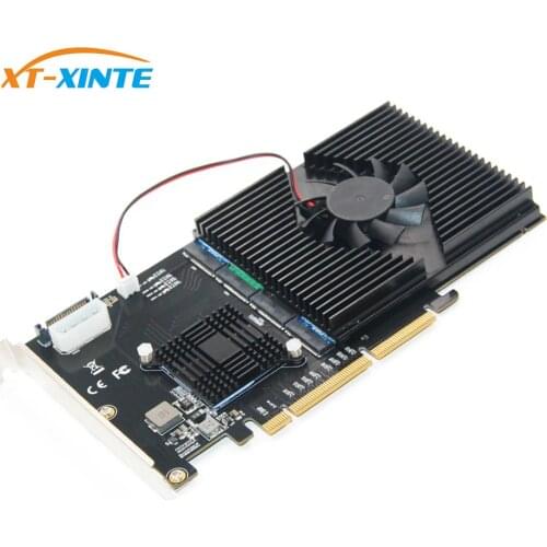 XT-XINTE 215*125mm PCI-E Adapter Card LM313 PCI-E 8X/16X TO 4P M.2 (PCIe protocol)Riser Card for NVME 2242 2260 2280 22110 SSD