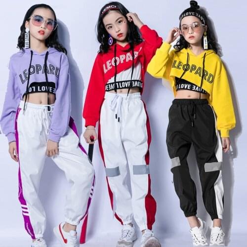 Kids Tops Vest Pants 3 Pieces Hip Hop Clothing Outfits Jazz Dance Costume Girls Ballroom Dancing Stage Wear Suit Clothing DWY987