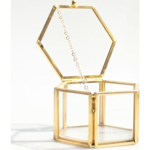 Geometrical Clear Glass Jewelry Box Jewelry Organize Holder Tabletop Succulent Plants Container Home Jewelry Storage