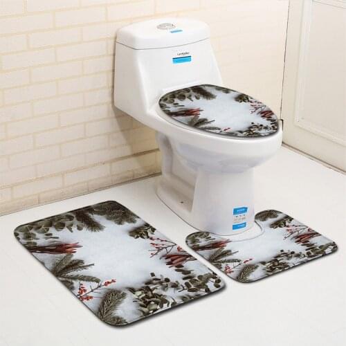 Home Toilet Seat Cover Absorption 3Pcs Set Carpet Decoration Bathroom Anti-Slip Entrance Doormat Modern Geometry Floor Rug Water