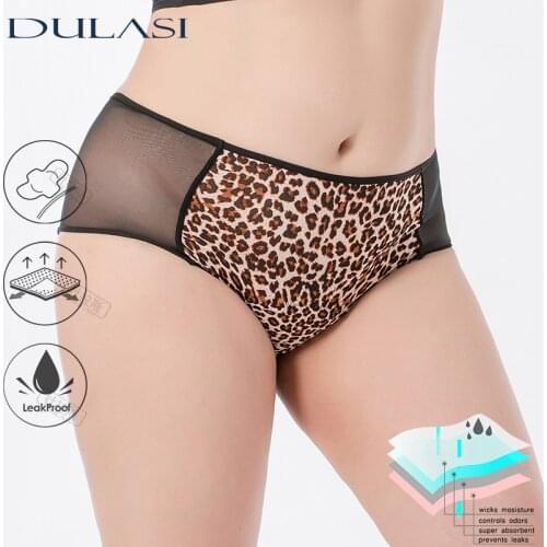 Leopard Asorbent Period Underwear for Women Panties Menstrual Leak Proof Girls Briefs Teens UnderPants Pants Dropshipping DULASI